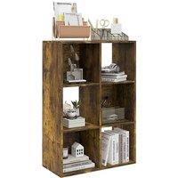 Homcom Storage Cabinet Bookcase 6 Cube For Home Office, Rustic Brown, Brown