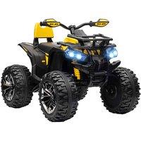 Homcom 12V Quad Bike Atv With Led Lights, Music, For Boys Girls, Yellow, Yellow