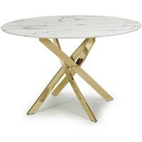 Astoria Round White/Gold Dining Table, White