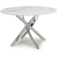 Shankar Astoria Round White/Silver Dining Table, White