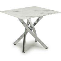 Astoria Square White/Silver End Table, White