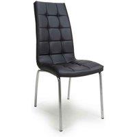 2 X Jenner Leather Effect Black/Silver Dining Chairs, Black
