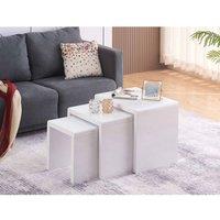 SleepOn Sleep on Astwick Nest Of 3 Tables White High Gloss With Glass Tempered Top, White