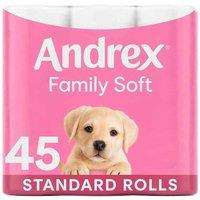 45 Rolls Andrex Toilet Roll Gentle Clean Fragrance-free 2 Ply Toilet Paper, White