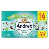 Andrex Toilet Rolls Coconut Fresh X16 2 Ply Toilet Tissue Paper, White