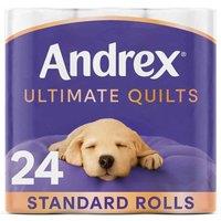 Andrex Toilet Rolls X24 Supreme Quilts Fragrance-free 3 Ply Toilet Paper, White