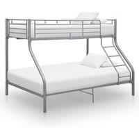 Vidaxl Bunk Bed Frame Grey Metal 140X200 Cm 90X200 Cm, Grey