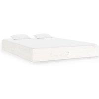 Vidaxl Bed Frame Without Mattress White Solid Wood 200X200 Cm, White
