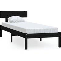 Vidaxl Bed Frame Without Mattress Black Solid Wood Small Single, Black