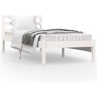 Vidaxl Bed Frame Solid Wood Pine 75X190 Cm White Small Single, White