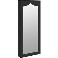 vidaXL Mirror Jewellery Cabinet Wall Mounted Black 37.5x10x90 cm, Black