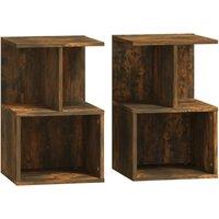 vidaXL Bedside Cabinets 2 Pcs Smoked Oak 35x35x55 cm Engineered Wood, Brown