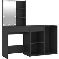 vidaXL LED Dressing Table with Cabinet Black Engineered Wood, Black