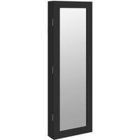 vidaXL Mirror Jewellery Cabinet Wall Mounted Black 30x8.5x90 cm, Black