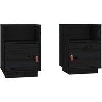 vidaXL Bedside Cabinets 2 Pcs Black 40x34x55 cm Solid Wood Pine, Black