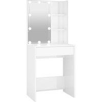 vidaXL Dressing Table with LED High Gloss White 60x40x140 cm, White