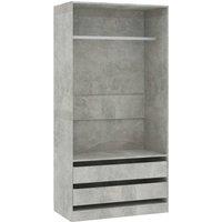 vidaXL Wardrobe Concrete Grey 100x50x200 cm Engineered Wood, Grey
