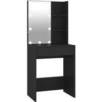 vidaXL Dressing Table with LED Black 60x40x140 cm, Black