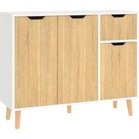 vidaXL Sideboard White and Sonoma Oak 90x30x72 cm Engineered Wood, Multi