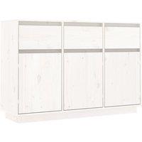 Vidaxl Sideboard White 110X34X75 Cm Solid Wood Pine, White