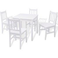 vidaXL Five Piece Dining Set Pinewood White, White