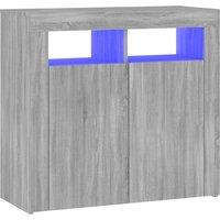 vidaXL Sideboard with LED Lights Grey Sonoma 80x35x75 cm, Grey