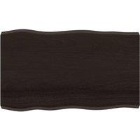 Vidaxl Table Top Dark Grey 100X60X6 Cm Treated Solid Wood Oak Live Edge, Brown