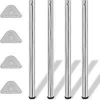 Vidaxl 4 Height Adjustable Table Legs Chrome 870 Mm, Silver