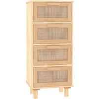 vidaXL Sideboard Brown 40x30x90 cm Solid Wood Pine and Natural Rattan, Brown