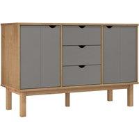 Vidaxl Sideboard Otta Brown And Grey 113.5X43X73 Cm Solid Wood Pine, Grey