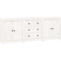 vidaXL Sideboard White 210x35x80 cm Solid Wood Pine, White