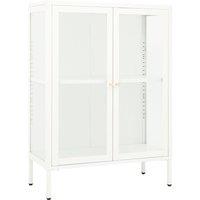 vidaXL Sideboard White 75x35x105 cm Steel and Glass, White