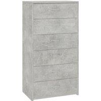 vidaXL Sideboard With 6 Drawers Concrete Grey 50x34x96 cm Engineered Wood, Grey