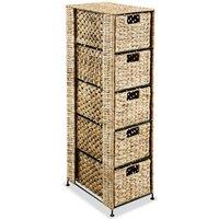 vidaXL Storage Unit With 5 Baskets 25.5x37x100 cm Water Hyacinth, Brown