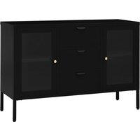vidaXL Sideboard Black 105x35x70 cm Steel and Tempered Glass, Black