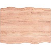Vidaxl Table Top Light Brown 80X60X6 Cm Treated Solid Wood Oak Live Edge, Brown