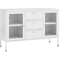 vidaXL Sideboard White 105x35x70 cm Steel and Tempered Glass, White