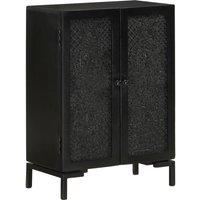 vidaXL Sideboard Black 55x30x77 cm Solid Wood Mango and Iron, Black