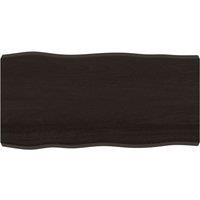 Vidaxl Table Top Dark Grey 100X50X6 Cm Treated Solid Wood Oak Live Edge, Brown