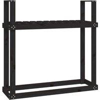vidaXL Firewood Rack Black 110x35x108.5 cm Solid Wood Pine, Black
