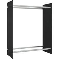 vidaXL Firewood Rack Black 80x35x100 cm Tempered Glass, Black