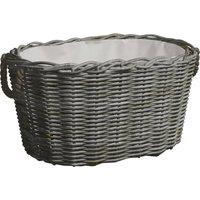 vidaXL Firewood Basket With Carrying Handles 60x40x28 cm Grey Willow, Grey