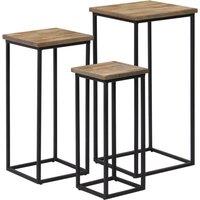 vidaXL 3 Piece Plant Table Set Reclaimed Teak, Brown