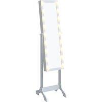 vidaXL Free-standing Mirror With Led White 34x37x146 cm, White