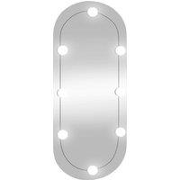 vidaXL Wall Mirror With LED Lights 35x80 cm Glass Oval, Silver