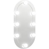 vidaXL Mirror With LED Lights 60x30 cm Glass Oval, Silver