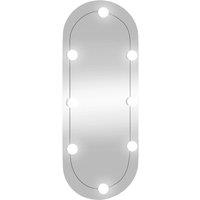 vidaXL Wall Mirror With LED Lights 30x70 cm Glass Oval, Silver