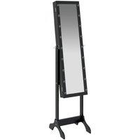 vidaXL Free-standing Mirror With LED Black 34x37x146 cm, Black