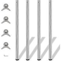 vidaXL 4 Height Adjustable Table Legs Chrome 1100 Mm, Silver