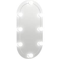 vidaXL Mirror with LED Lights 80x40 cm Glass Oval, Silver